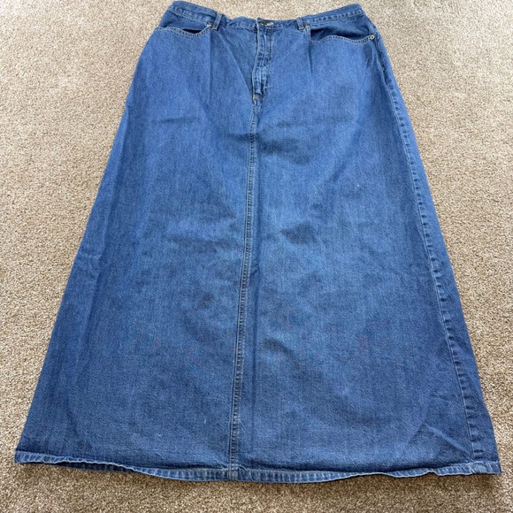 Crazy Horse Dresses & Skirts - Crazy Horse Vintage Denim Maxi Skirt 16 Blue High Rise Long Slit Y2K